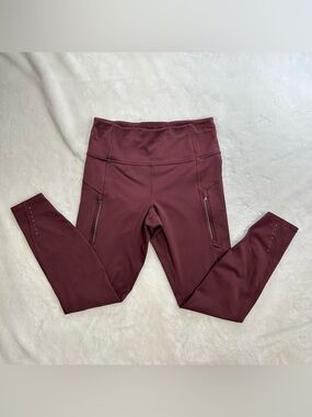 Athleta Rainier High Rise Tight Leggings in Spiced Cabernet